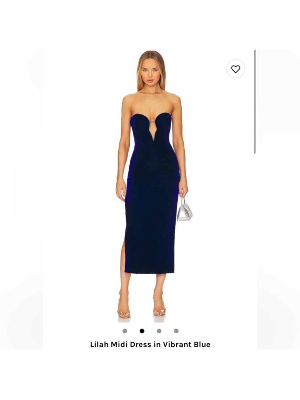 Bardot Strapless Sweetheart Midi Dress in Deep Blue